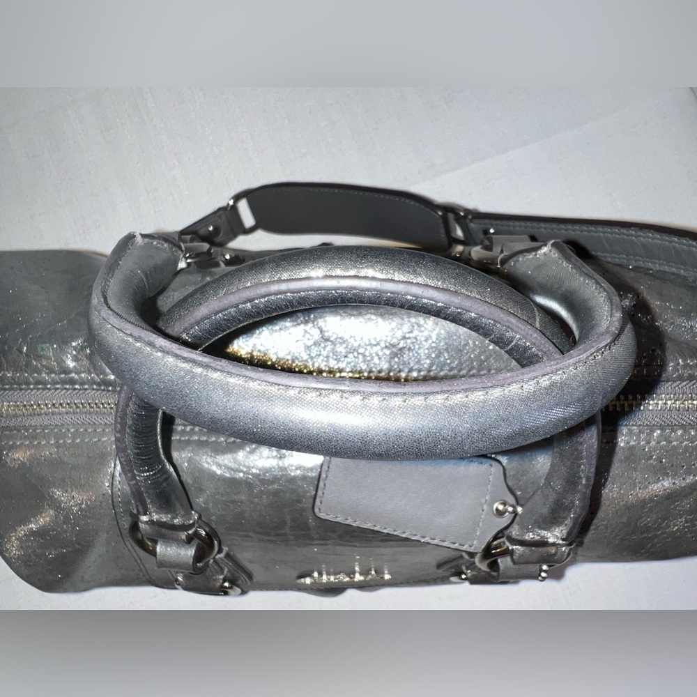 Coach Metallic Silver Leather Satchel Bag-see callouts - Picture 7 of 15